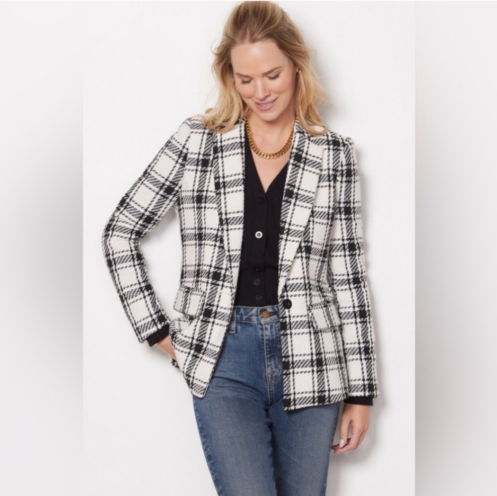 Evereve Black and White Plaid Blazer